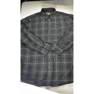 Foundry Supply Co Men's 2XLT Gray Plaid Flannel Long Sleeve Shirt Button Down